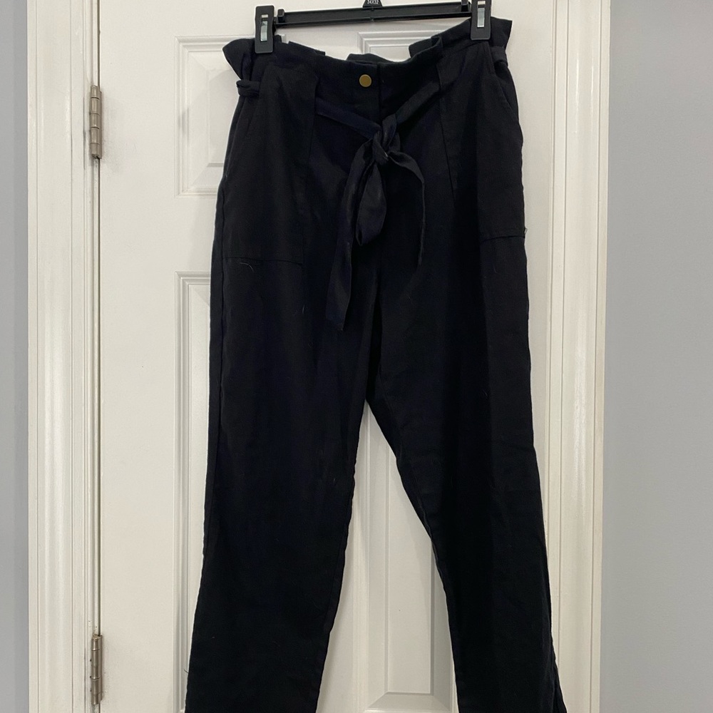 Linen Paper Bag Waist Pants